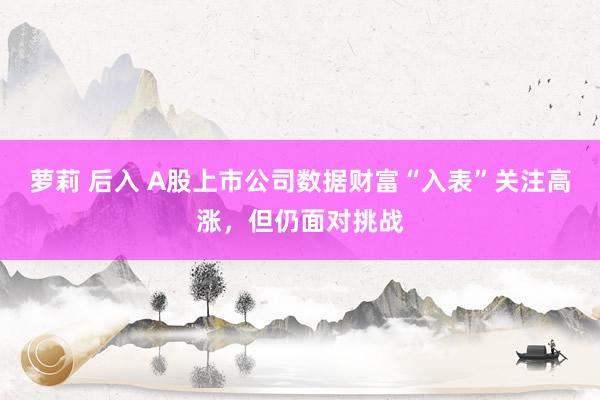 萝莉 后入 A股上市公司数据财富“入表”关注高涨，但仍面对挑战