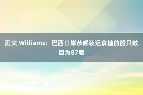 肛交 Williams：巴西口岸恭候装运食糖的船只数目为87艘