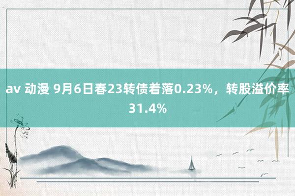 av 动漫 9月6日春23转债着落0.23%，转股溢价率31.4%