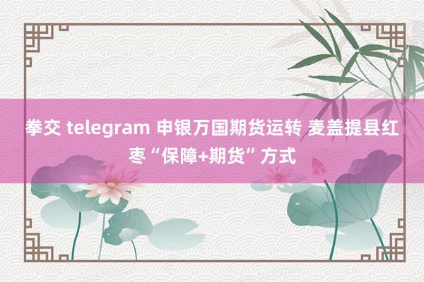 拳交 telegram 申银万国期货运转 麦盖提县红枣“保障+期货”方式