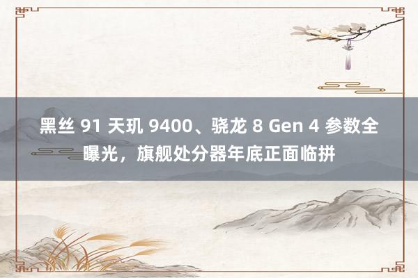 黑丝 91 天玑 9400、骁龙 8 Gen 4 参数全曝光，旗舰处分器年底正面临拼