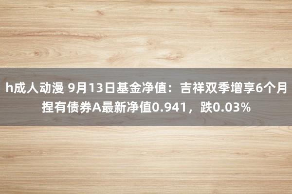 h成人动漫 9月13日基金净值：吉祥双季增享6个月捏有债券A最新净值0.941，跌0.03%