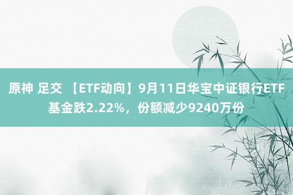 原神 足交 【ETF动向】9月11日华宝中证银行ETF基金跌2.22%，份额减少9240万份