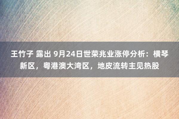 王竹子 露出 9月24日世荣兆业涨停分析：横琴新区，粤港澳大湾区，地皮流转主见热股