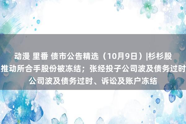 动漫 里番 债市公告精选（10月9日）|杉杉股份、永杉锂业控股推动所合手股份被冻结；张经投子公司波及债务过时、诉讼及账户冻结