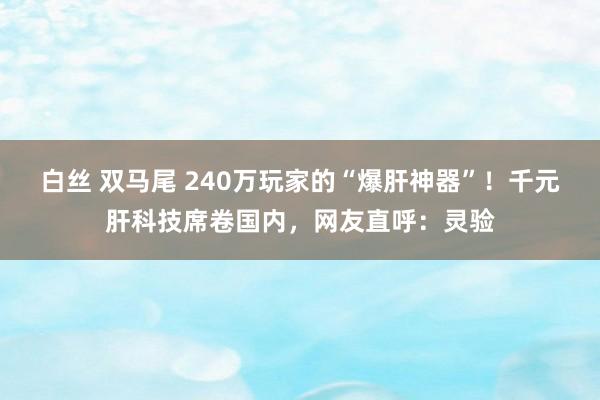 白丝 双马尾 240万玩家的“爆肝神器”！千元肝科技席卷国内，网友直呼：灵验