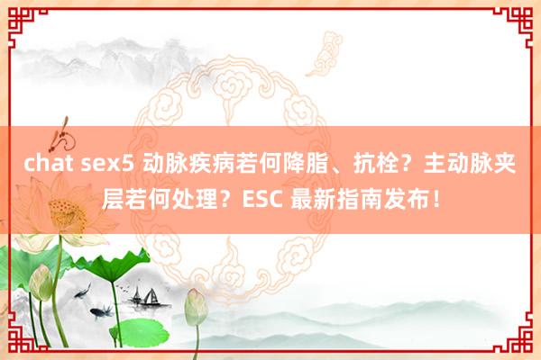 chat sex5 动脉疾病若何降脂、抗栓？主动脉夹层若何处理？ESC 最新指南发布！