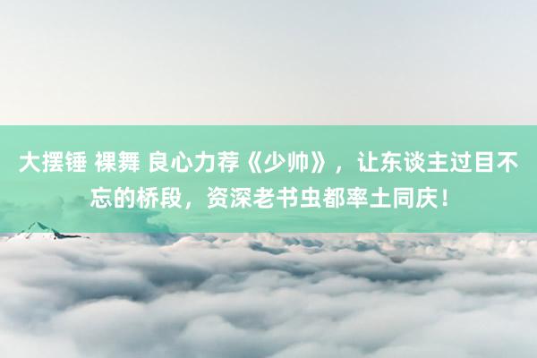 大摆锤 裸舞 良心力荐《少帅》，让东谈主过目不忘的桥段，资深老书虫都率土同庆！