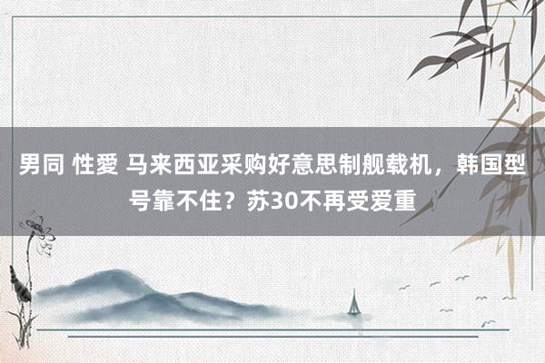 男同 性愛 马来西亚采购好意思制舰载机，韩国型号靠不住？苏30不再受爱重