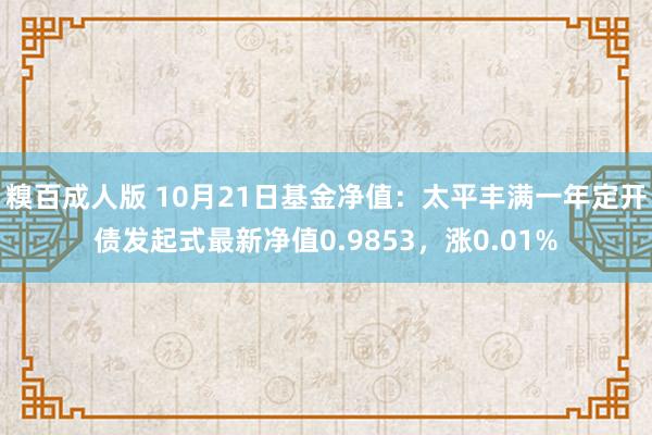 糗百成人版 10月21日基金净值：太平丰满一年定开债发起式最新净值0.9853，涨0.01%