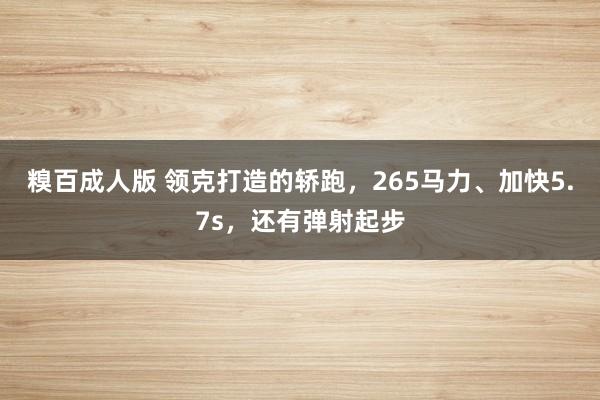 糗百成人版 领克打造的轿跑，265马力、加快5.7s，还有弹射起步