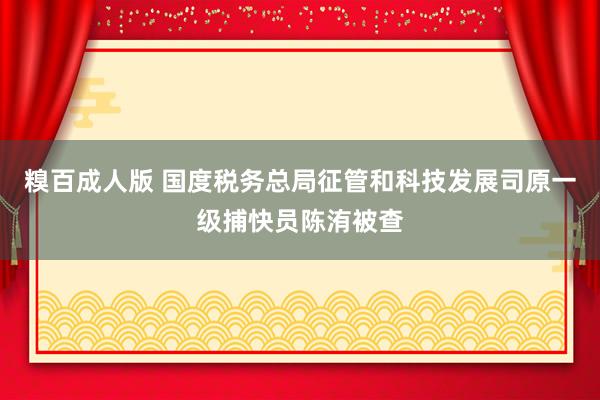 糗百成人版 国度税务总局征管和科技发展司原一级捕快员陈洧被查