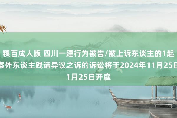 糗百成人版 四川一建行为被告/被上诉东谈主的1起触及案外东谈主践诺异议之诉的诉讼将于2024年11月25日开庭