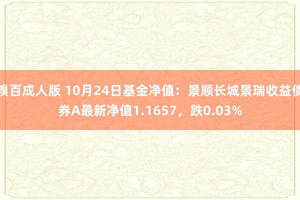 糗百成人版 10月24日基金净值：景顺长城景瑞收益债券A最新净值1.1657，跌0.03%