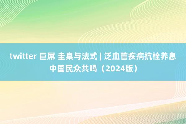 twitter 巨屌 圭臬与法式 | 泛血管疾病抗栓养息中国民众共鸣（2024版）