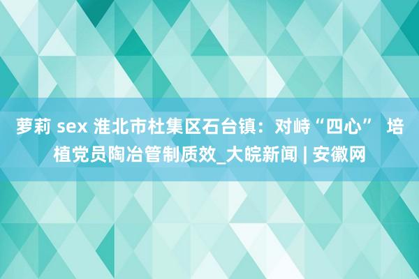 萝莉 sex 淮北市杜集区石台镇：对峙“四心”  培植党员陶冶管制质效_大皖新闻 | 安徽网