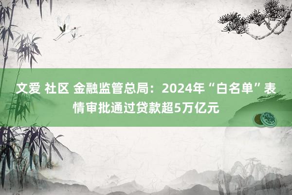 文爱 社区 金融监管总局：2024年“白名单”表情审批通过贷款超5万亿元